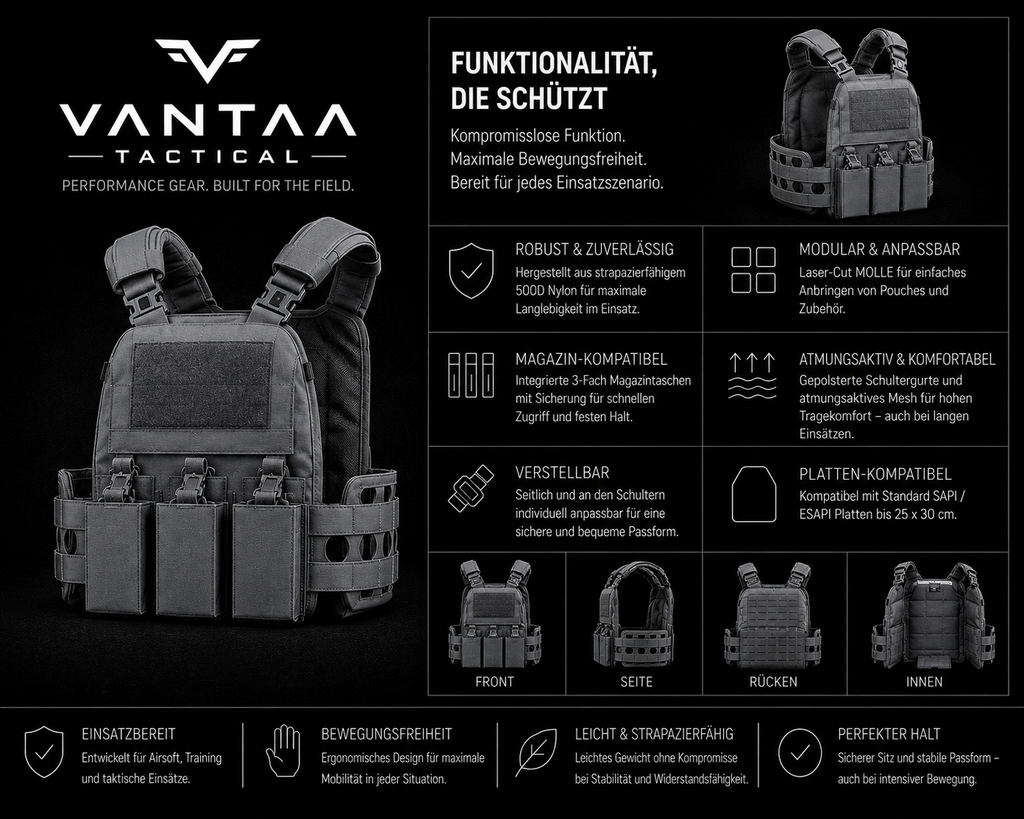 VANTAA CORE-X1 – Tactical Plate Carrier