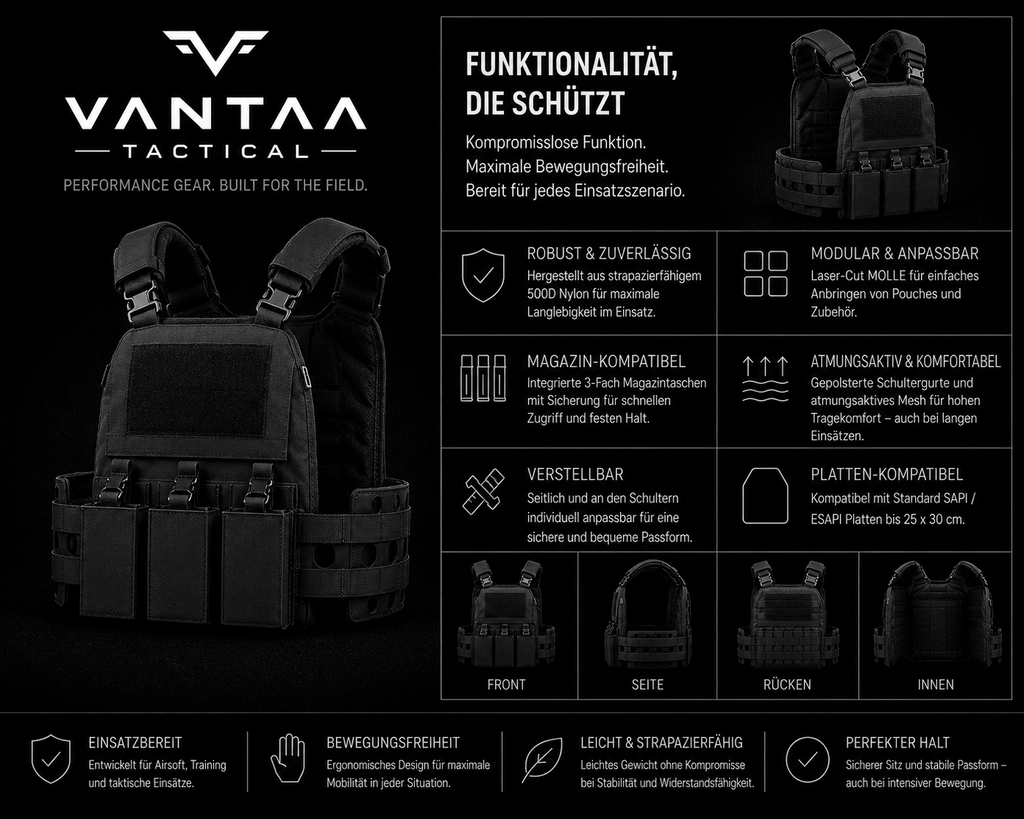 VANTAA CORE-X1 – Tactical Plate Carrier