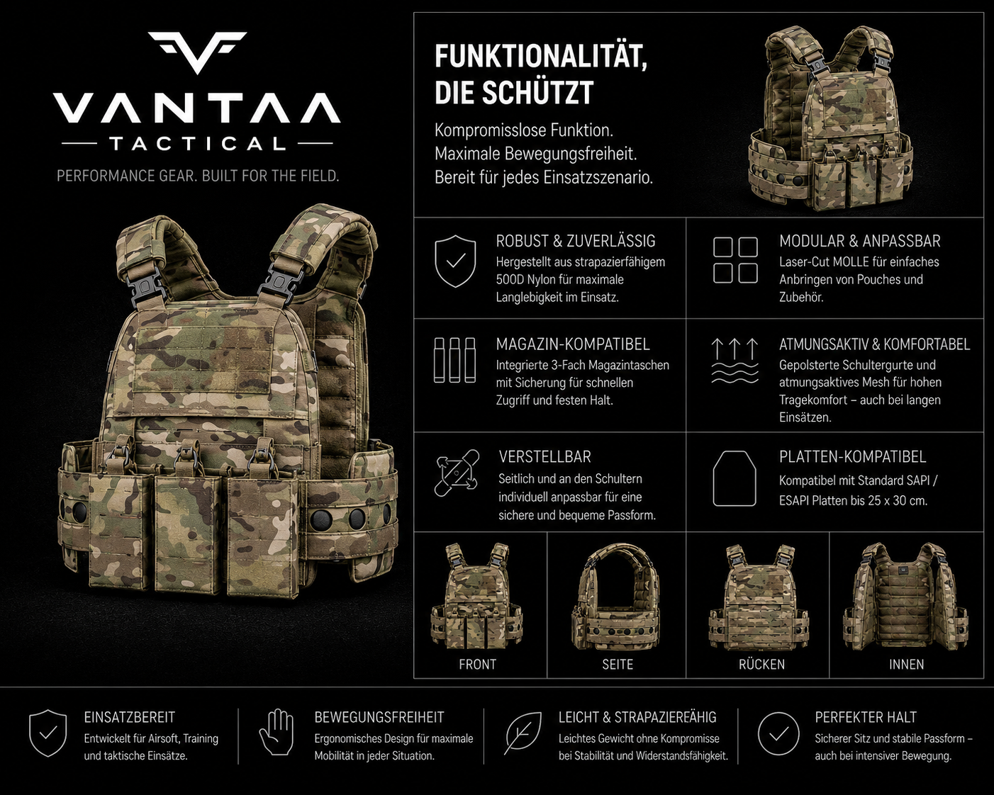 VANTAA CORE-X1 – Tactical Plate Carrier