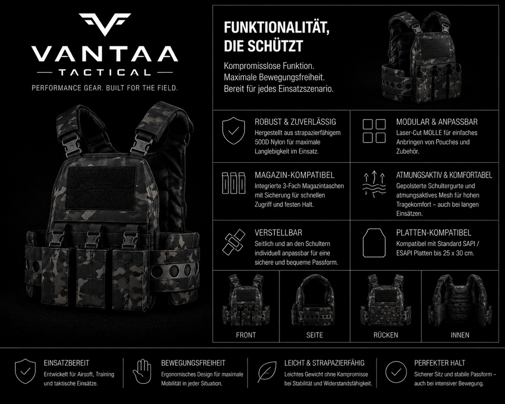 VANTAA CORE-X1 – Tactical Plate Carrier